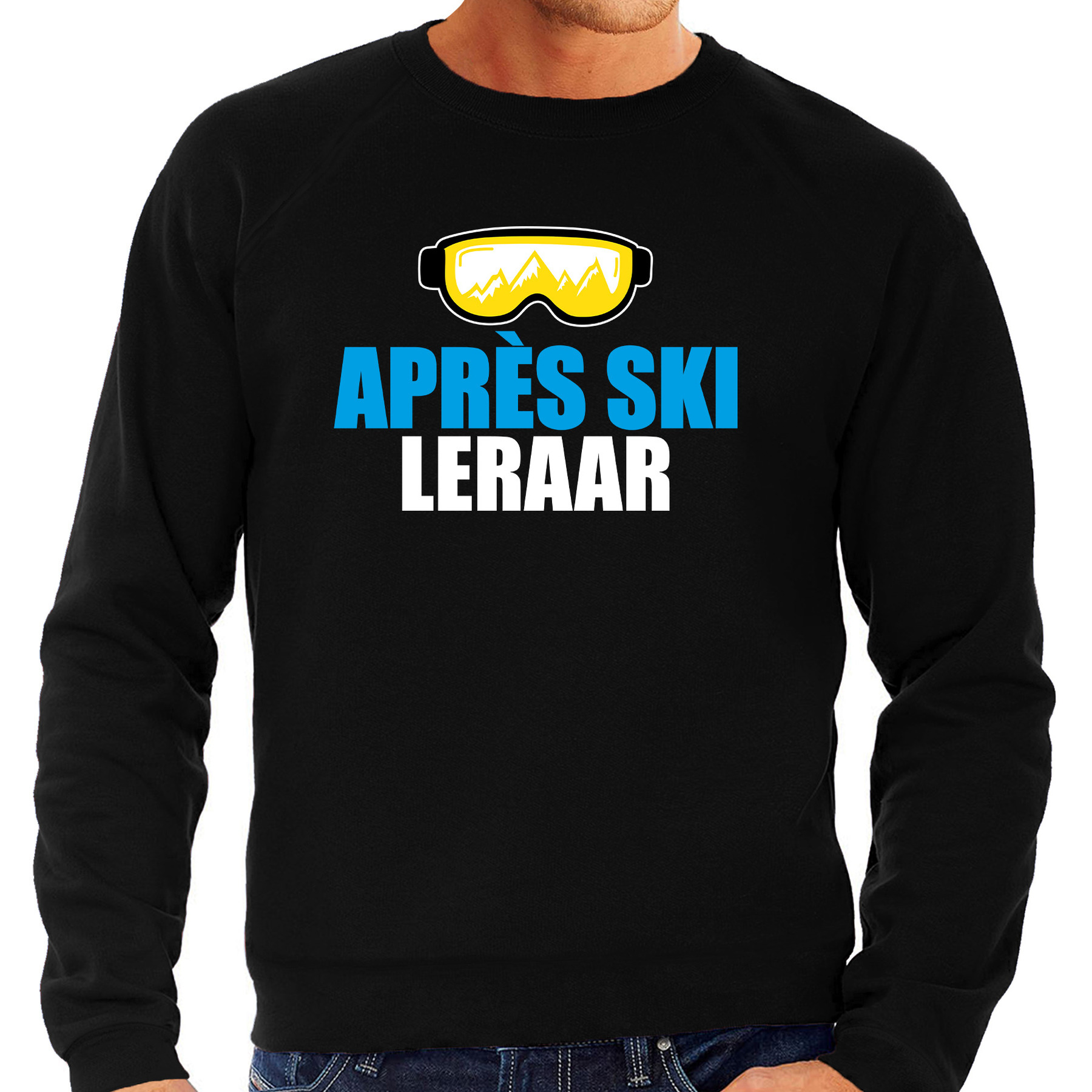 Apres ski trui Apres ski leraar zwart heren Wintersport sweater Foute apres ski outfit