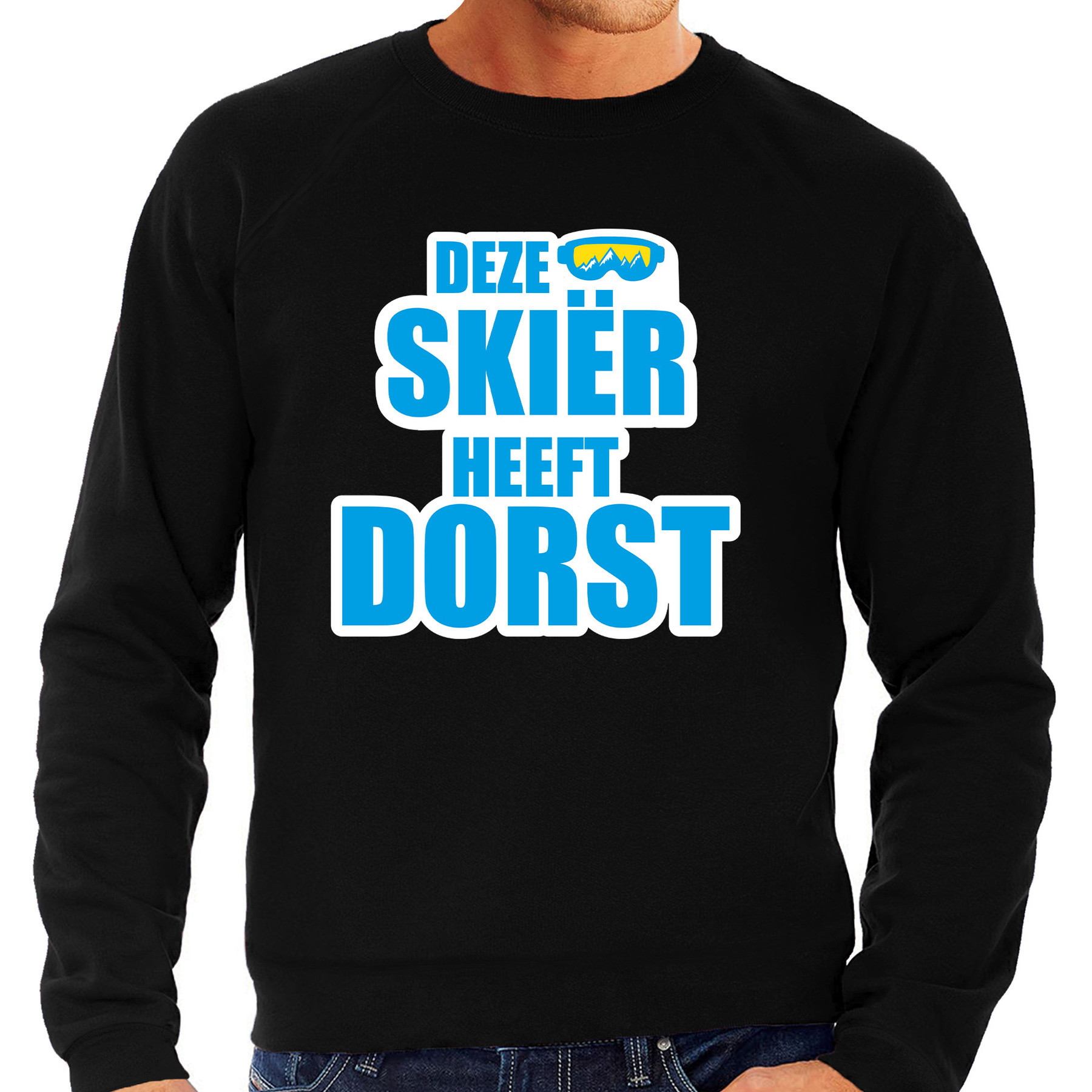 Apres ski trui Deze skieer heeft dorst zwart heren Wintersport sweater Foute apres ski outfit