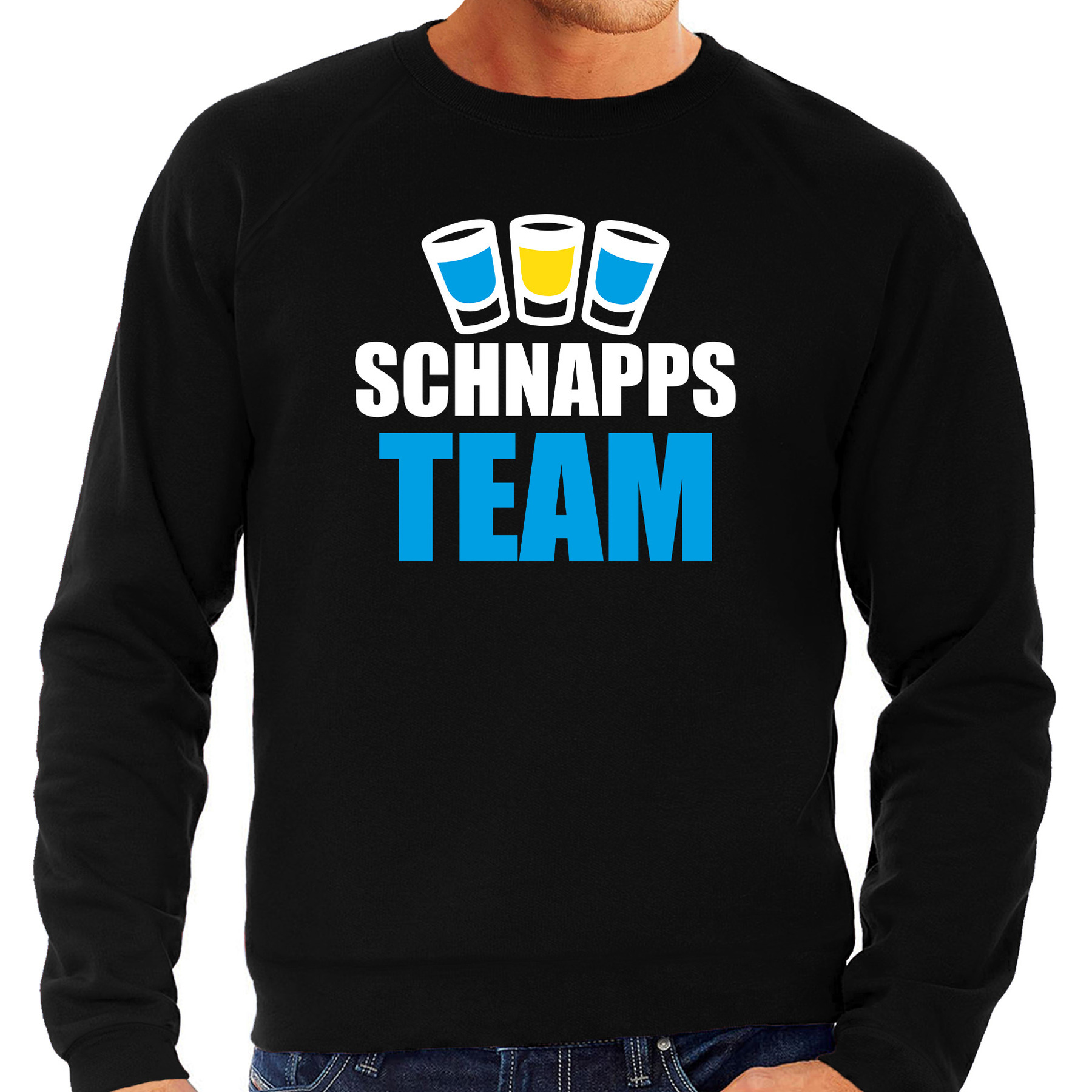 Apres ski trui Schnapps team zwart heren Wintersport sweater Foute apres ski outfit