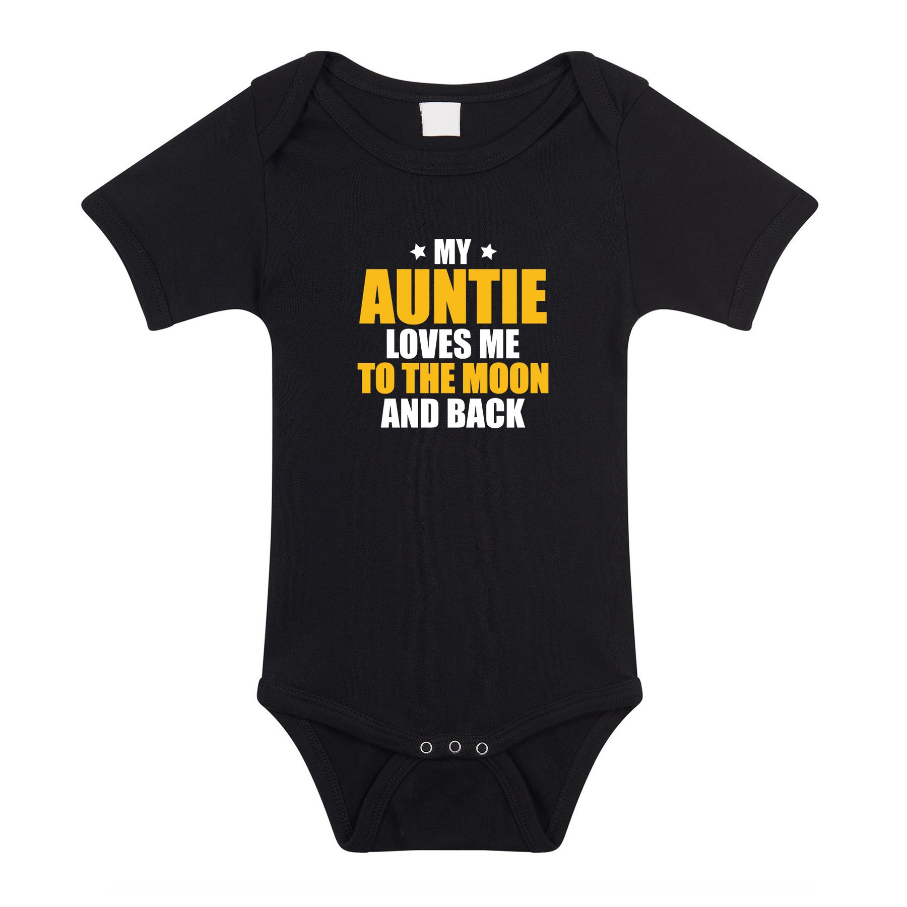 Auntie loves me to the moon tante cadeau baby rompertje zwart jongen-meisje