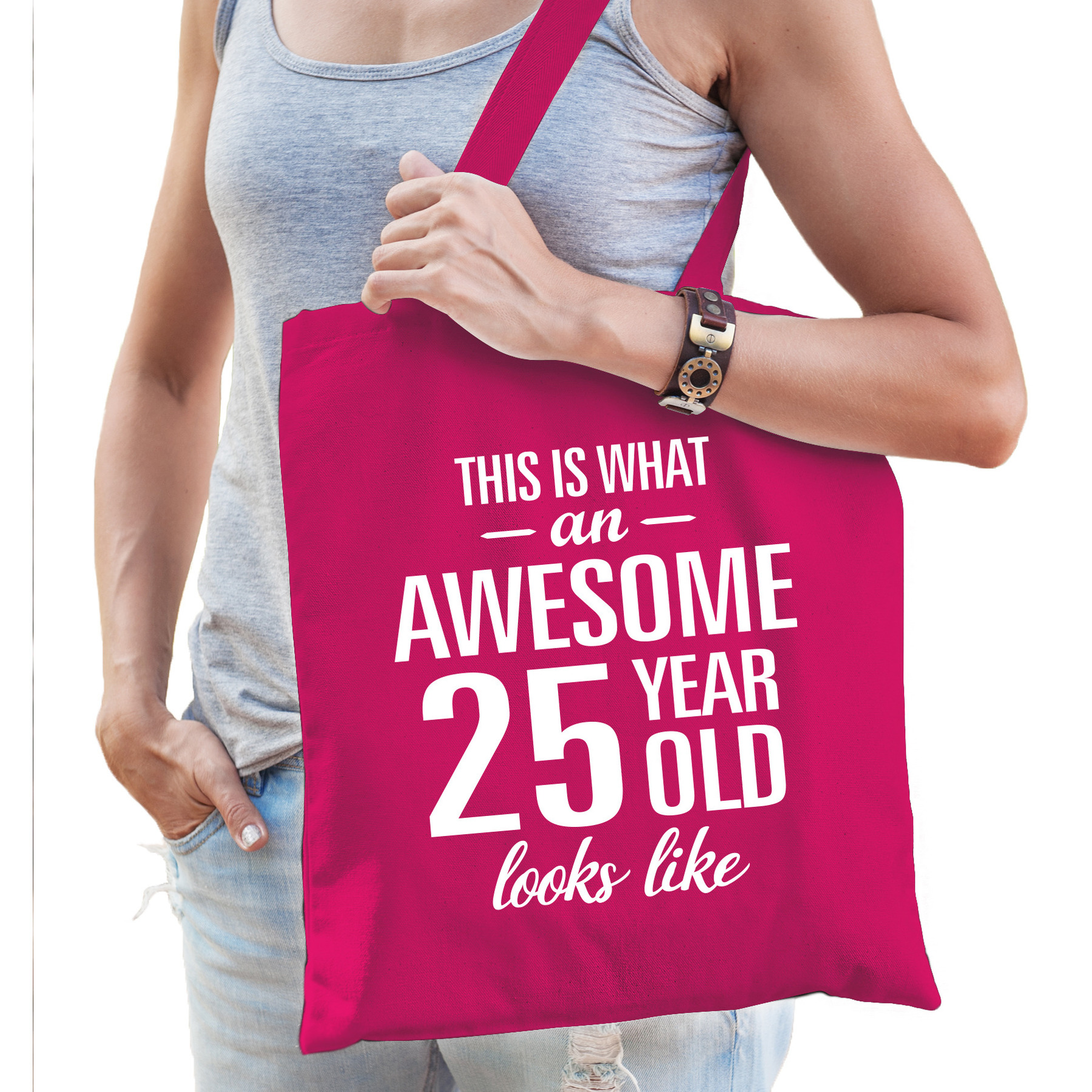 Awesome 25 year-geweldig 25 jaar cadeau tas roze voor dames
