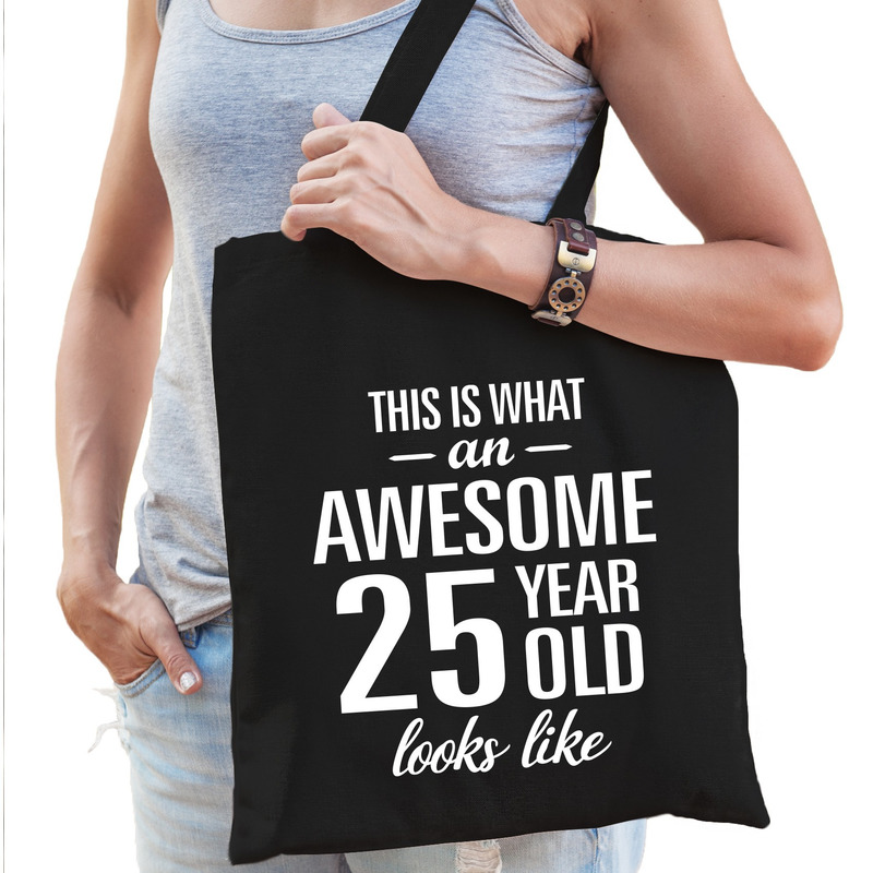 Awesome 25 year-geweldig 25 jaar cadeau tas zwart voor dames