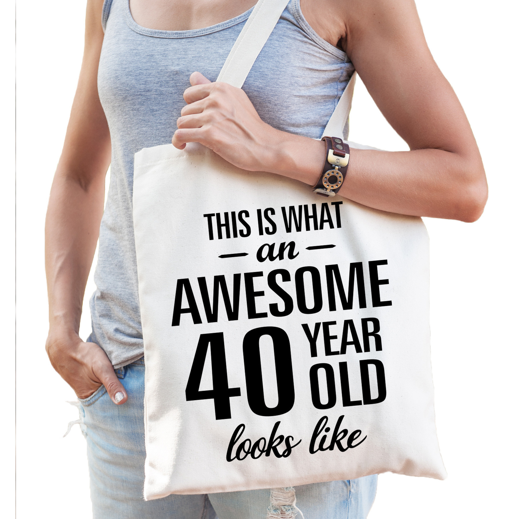 Awesome 40 year-geweldig 40 jaar cadeau tas wit voor dames en heren