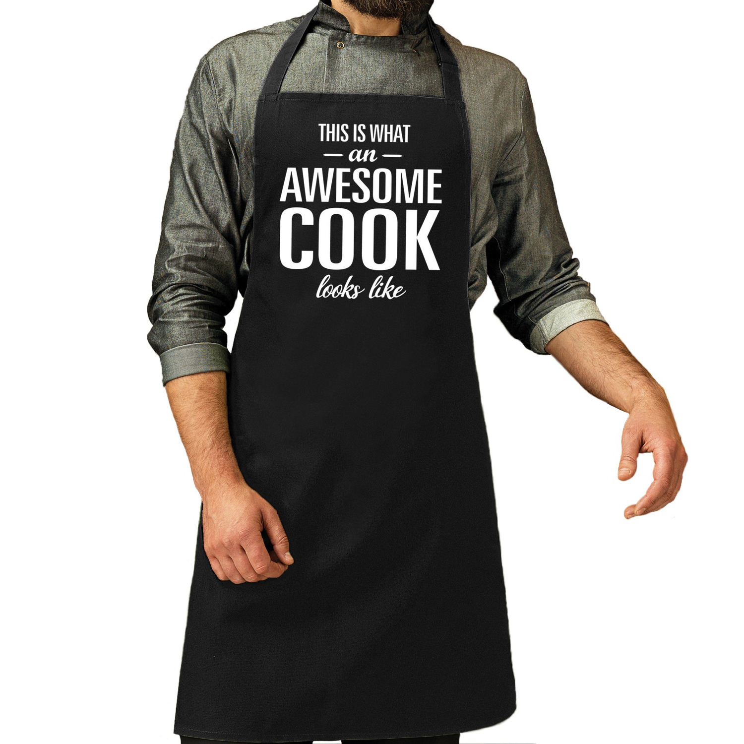 Awesome cook-kok cadeau schort zwart voor heren