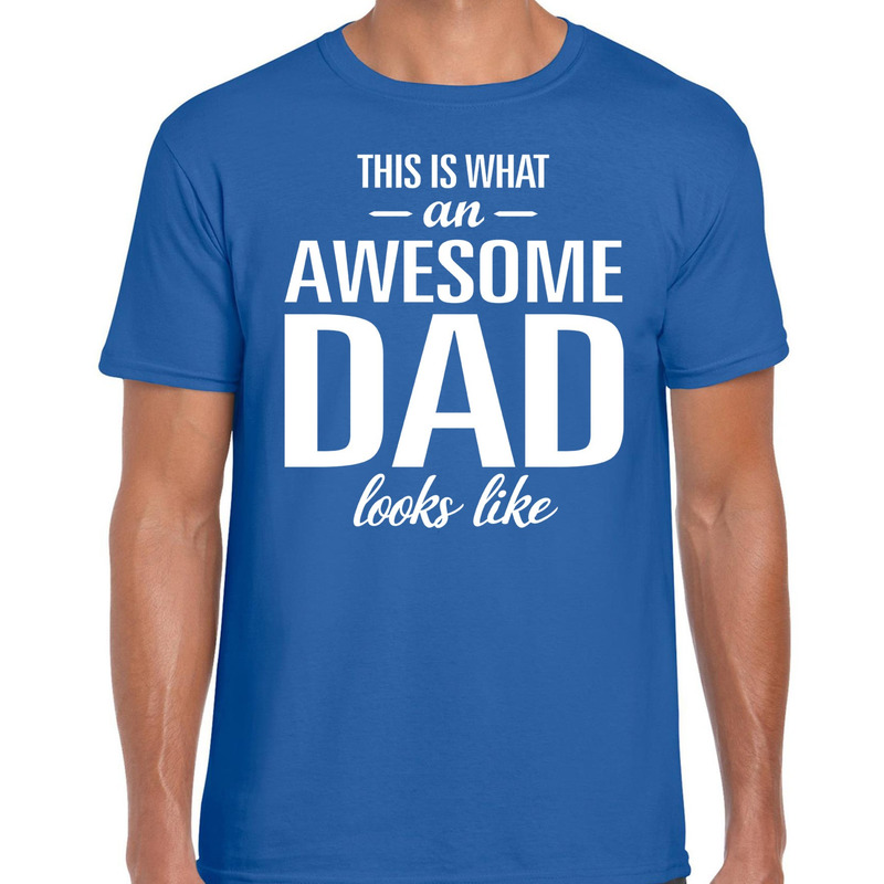 Awesome Dad cadeau t-shirt blauw heren Vaderdag cadeau