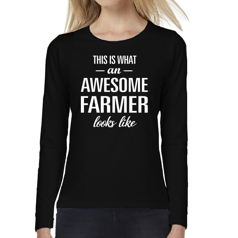 Awesome farmer-boerin cadeau t-shirt long sleeves dames