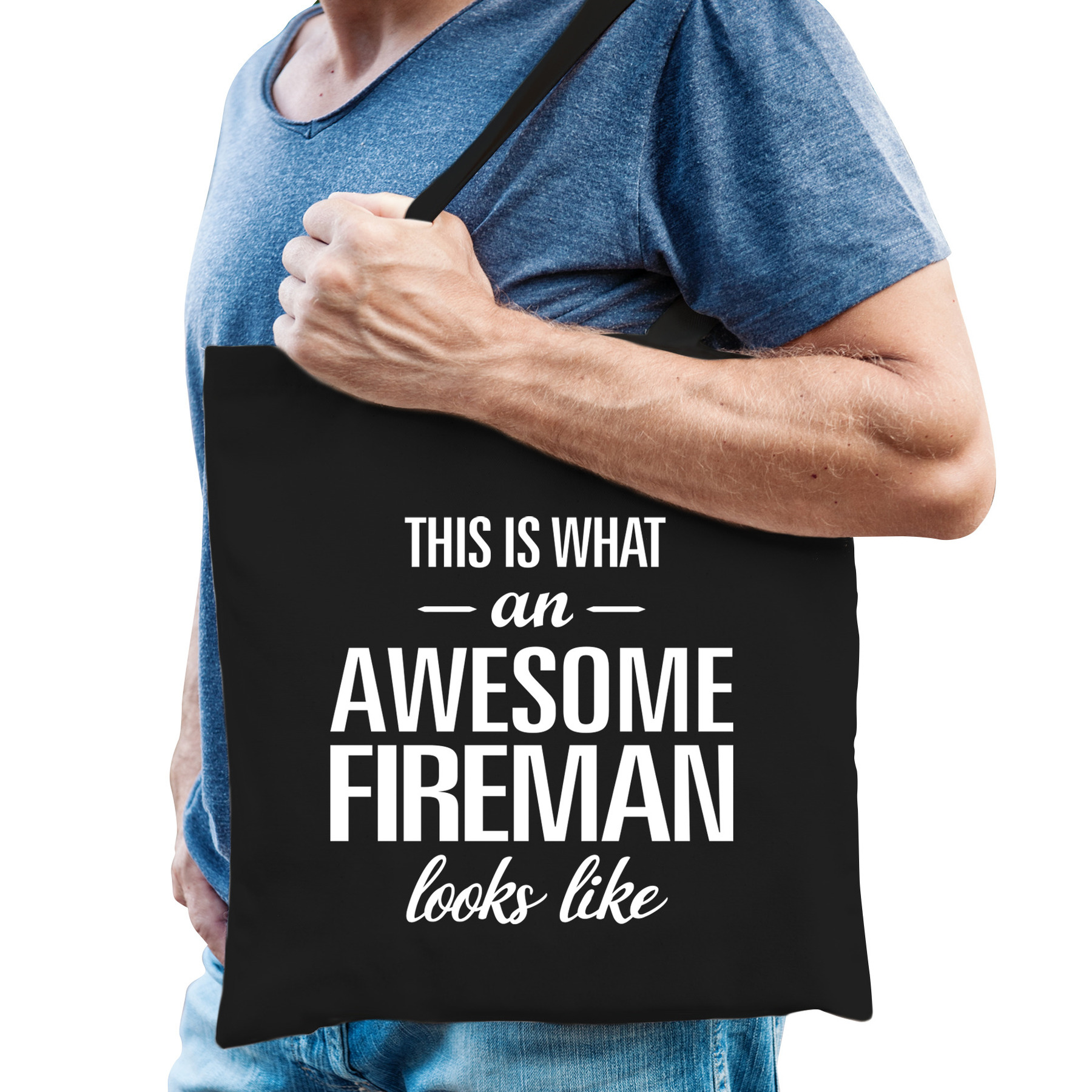 Awesome fireman-geweldige brandweerman cadeau tas zwart voor heren