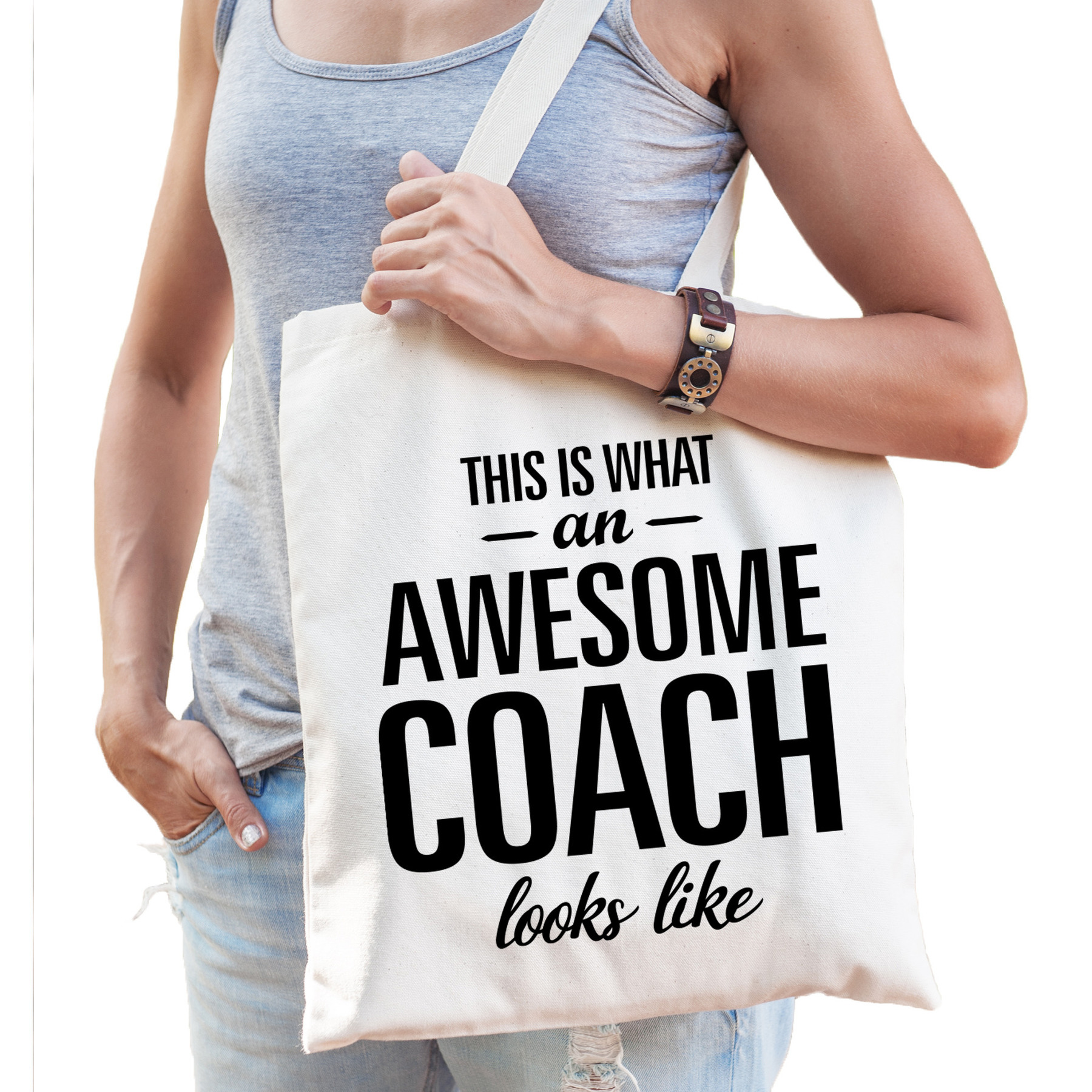 Awesome-geweldige coach cadeau tas wit voor dames en heren