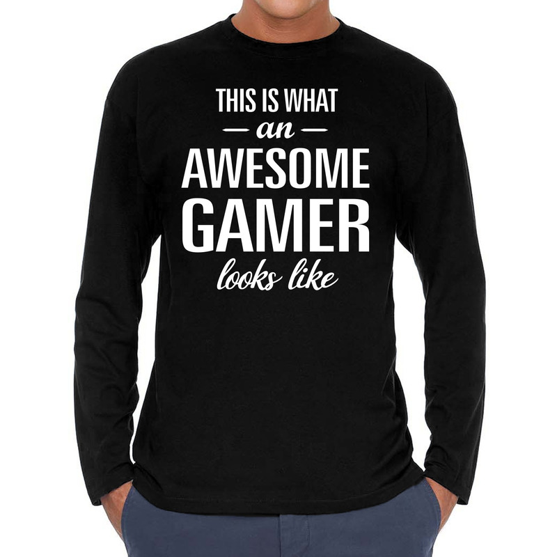 Awesome-geweldige gamer cadeau t-shirt long sleeves heren