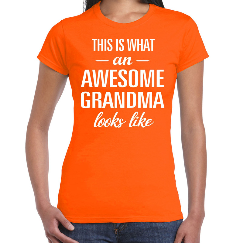 Awesome grandma-oma cadeau t-shirt oranje dames