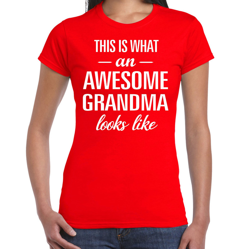 Awesome grandma-oma cadeau t-shirt rood dames