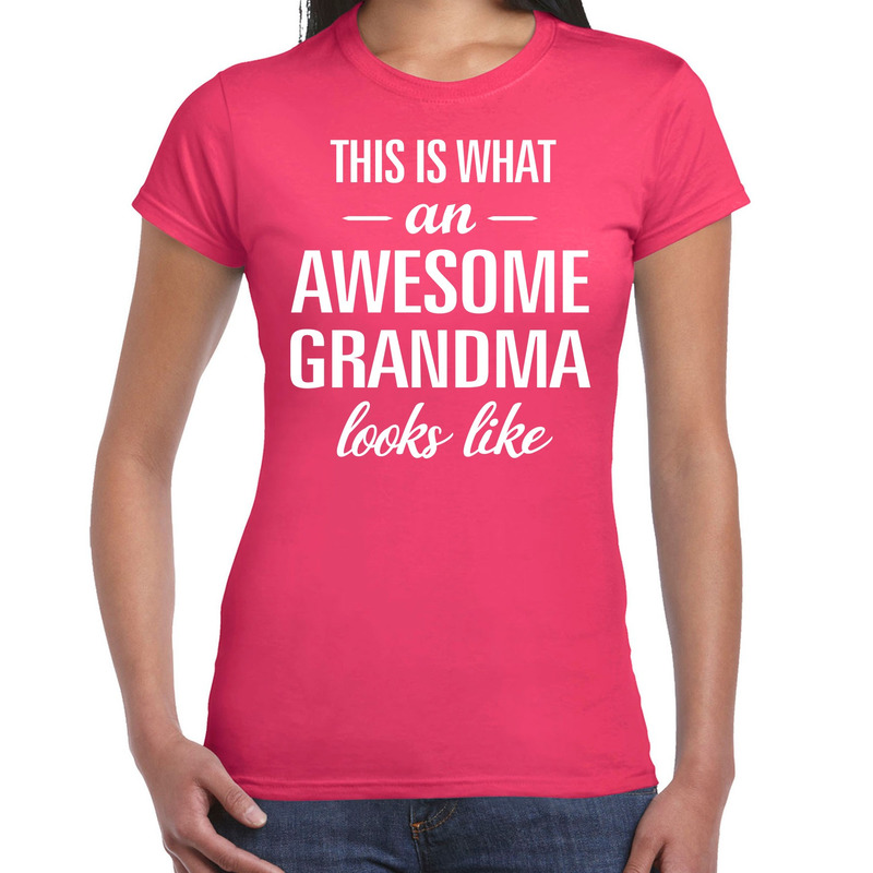 Awesome grandma-oma cadeau t-shirt roze dames