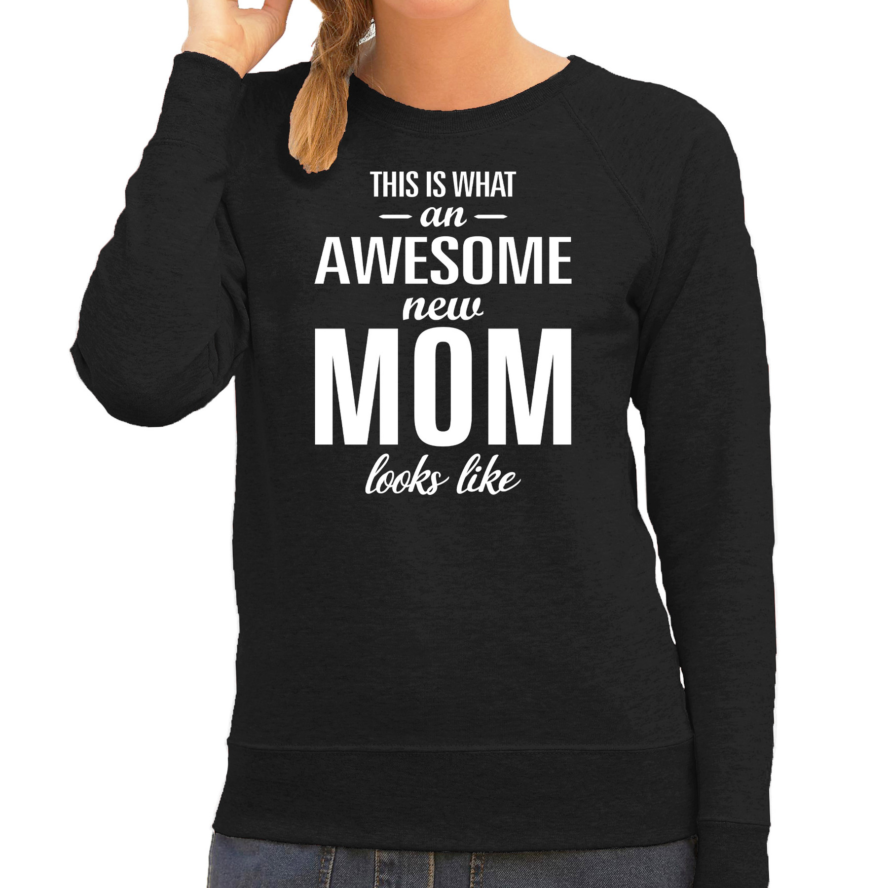 Awesome new mom sweater-trui zwart voor dames Cadeau aanstaande moeder- zwanger