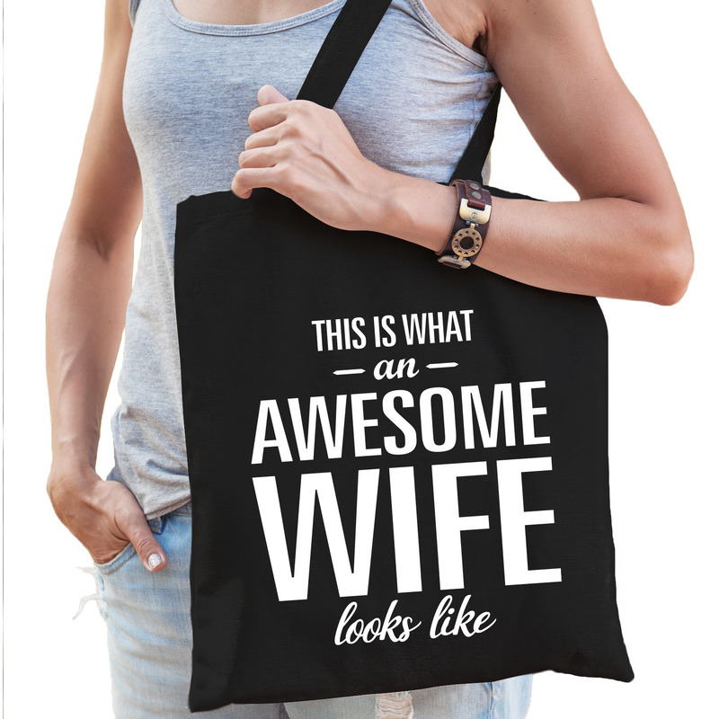 Awesome wife-vrouw cadeau tas zwart voor dames
