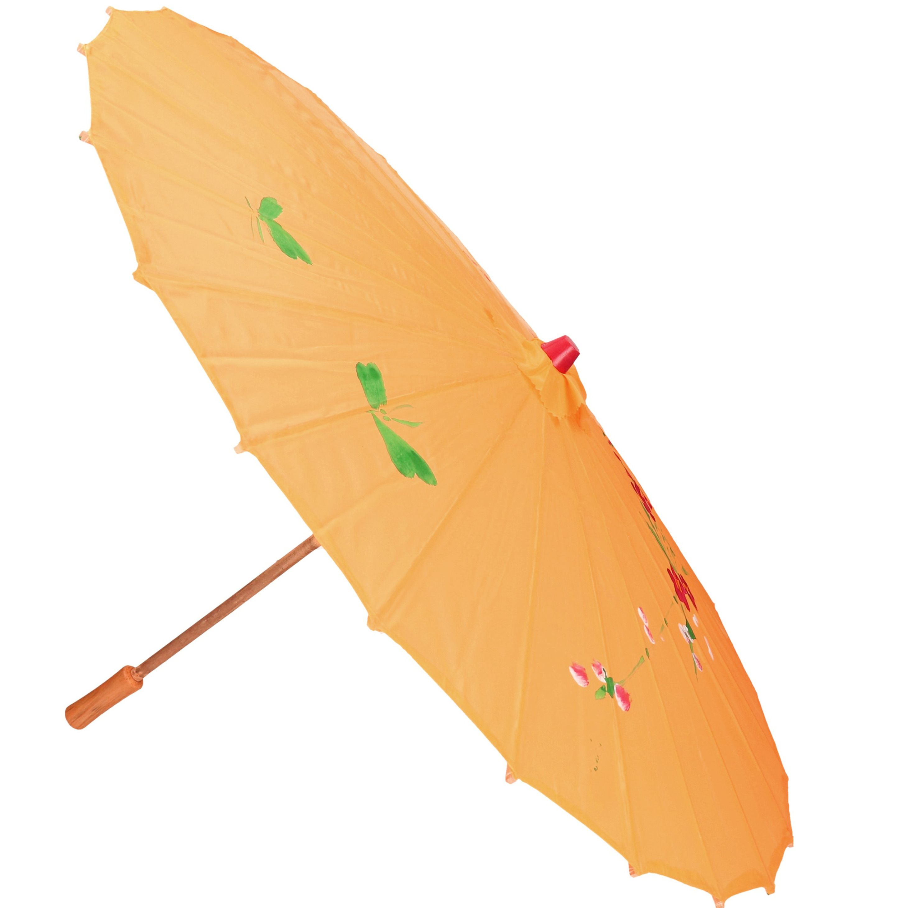 Aziatische paraplu met bloemen groot oranje