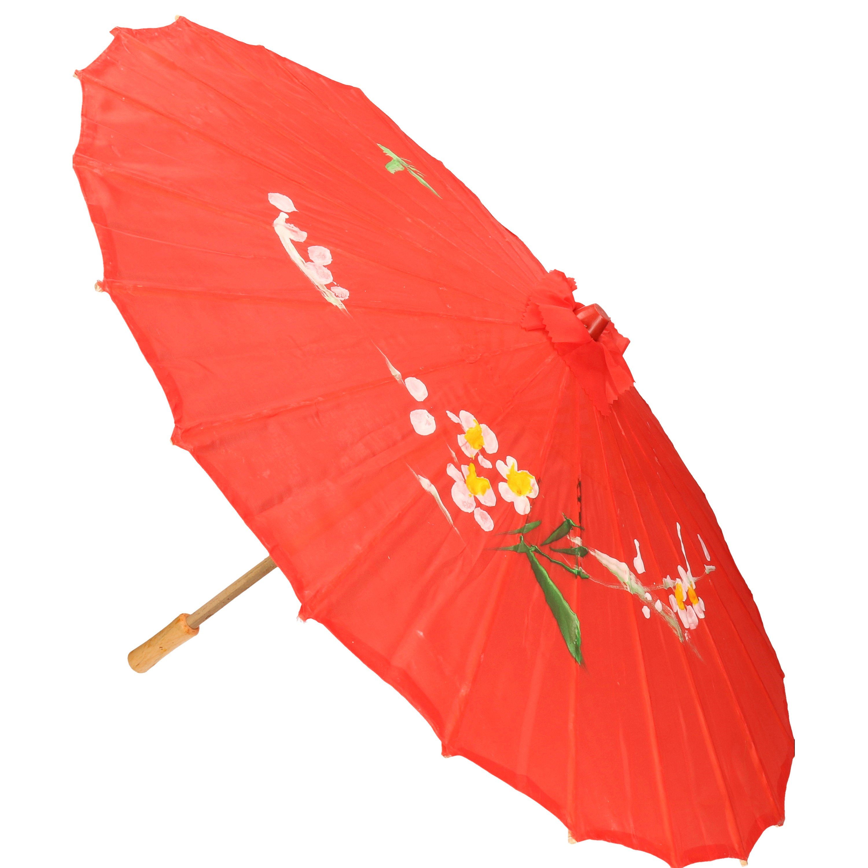 Aziatische paraplu met bloemen groot rood