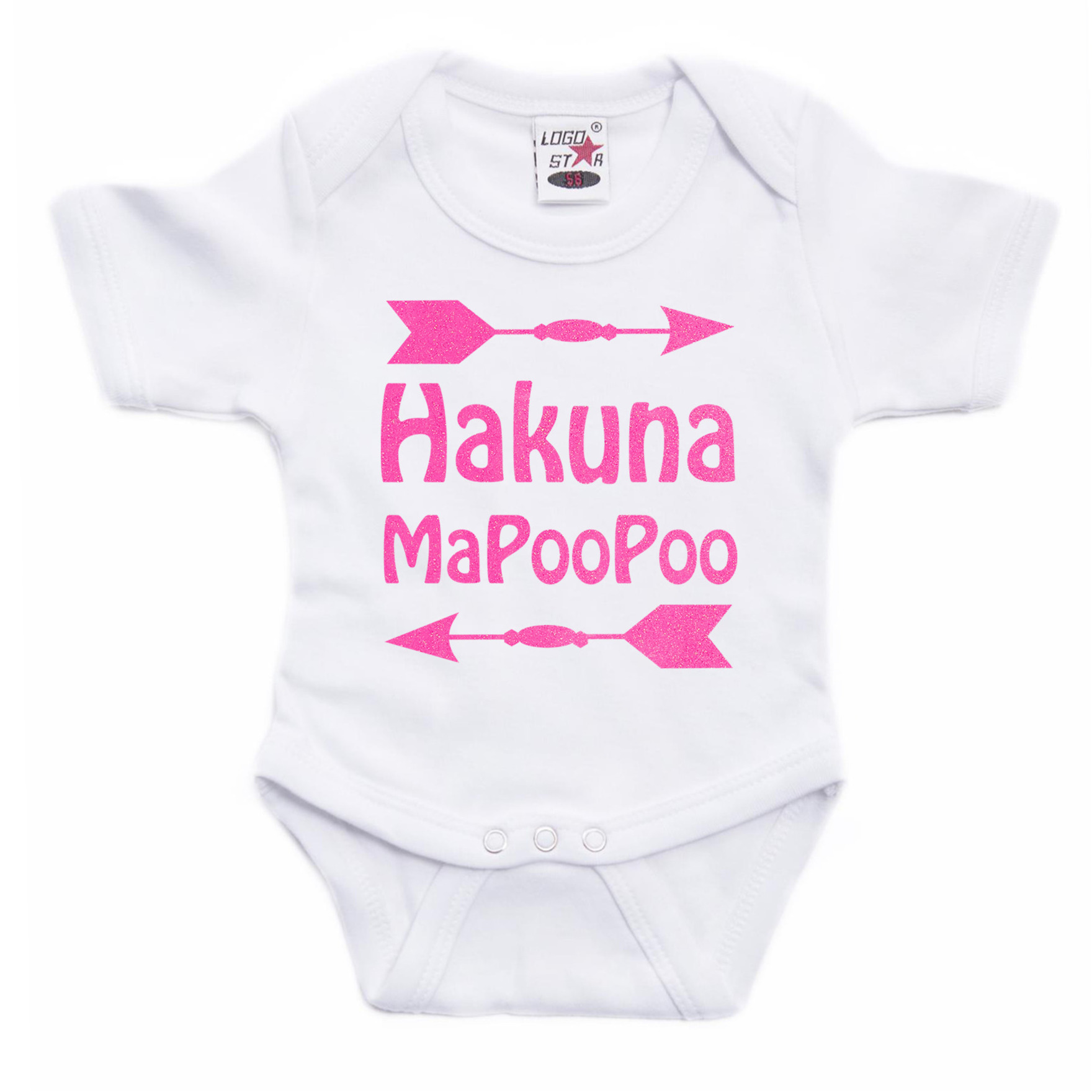 Baby rompertje hakuna mapoopoo roze glitter kraam cadeau babyshower