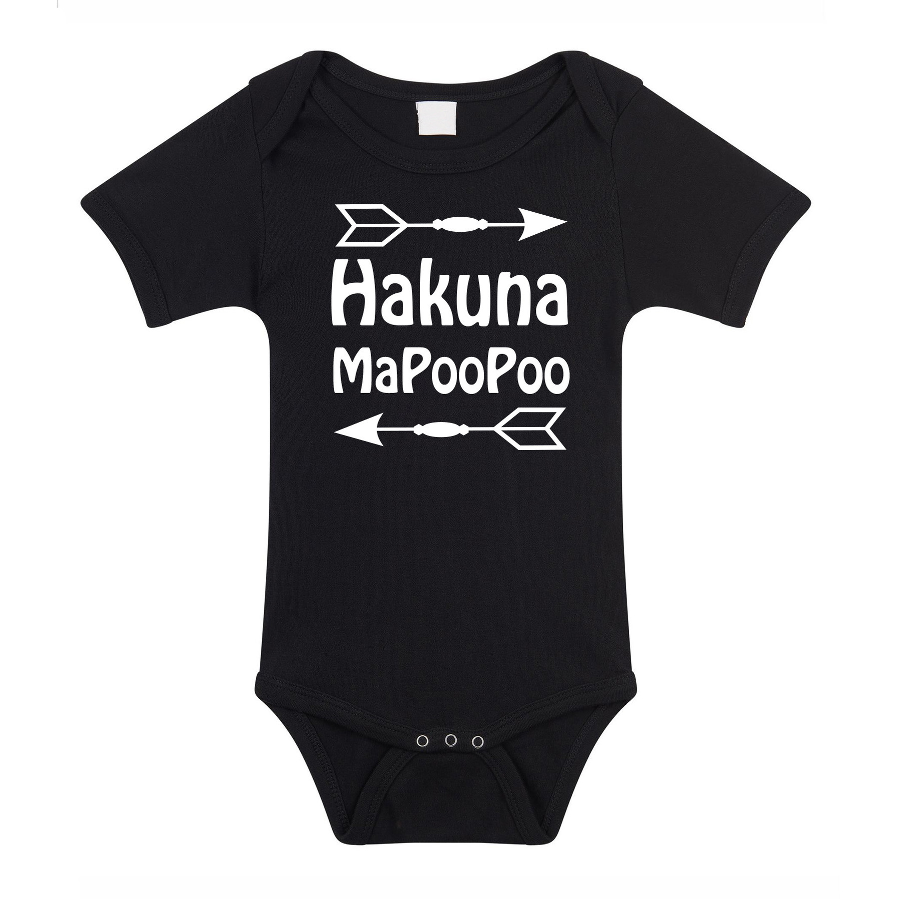 Baby rompertje hakuna mapoopoo zwart kraam cadeau babyshower