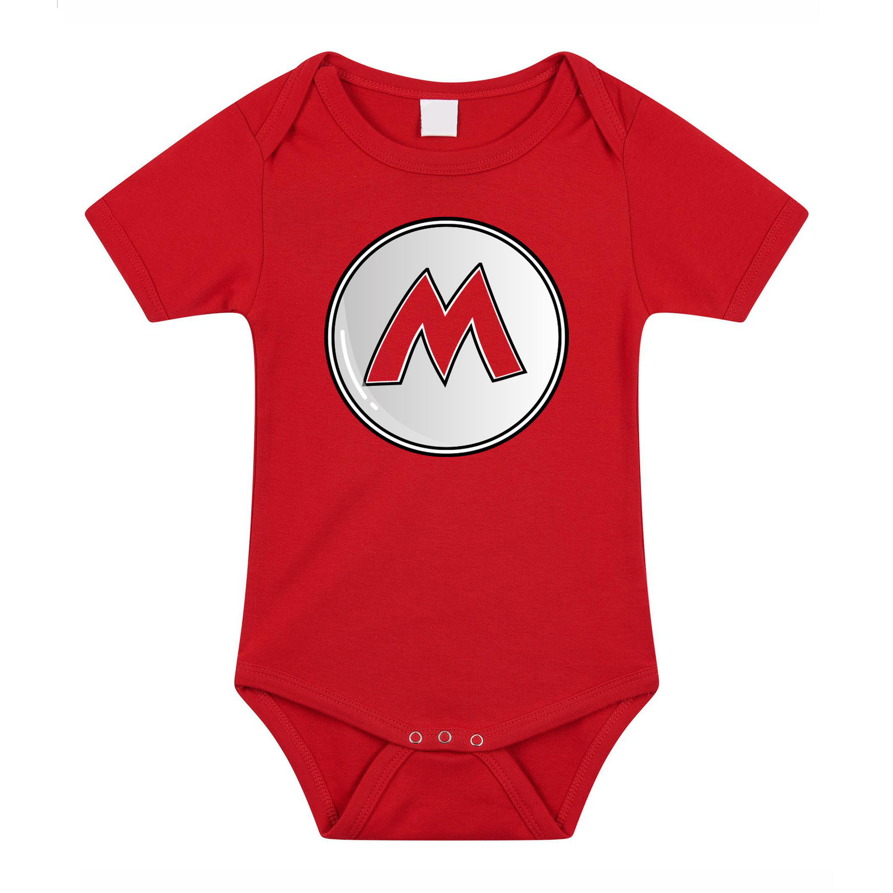 Baby rompertje loodgieter Mario rood kraam cadeau babyshower verkleed-cadeau romper