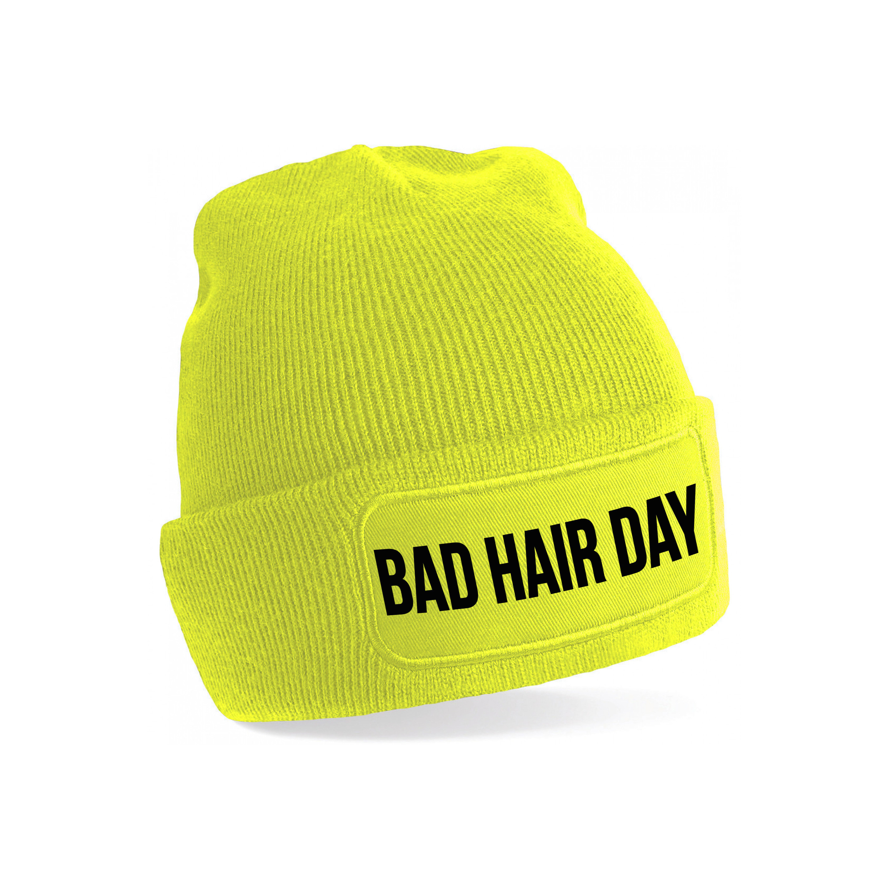Bad hair day muts unisex one size Geel