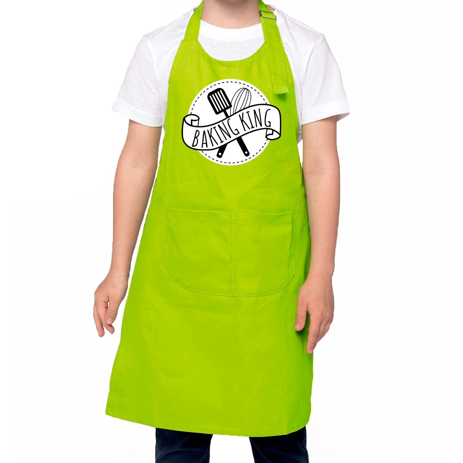 Baking King bak keukenschort- kinderschort groen voor jongens Bakken met kinderen