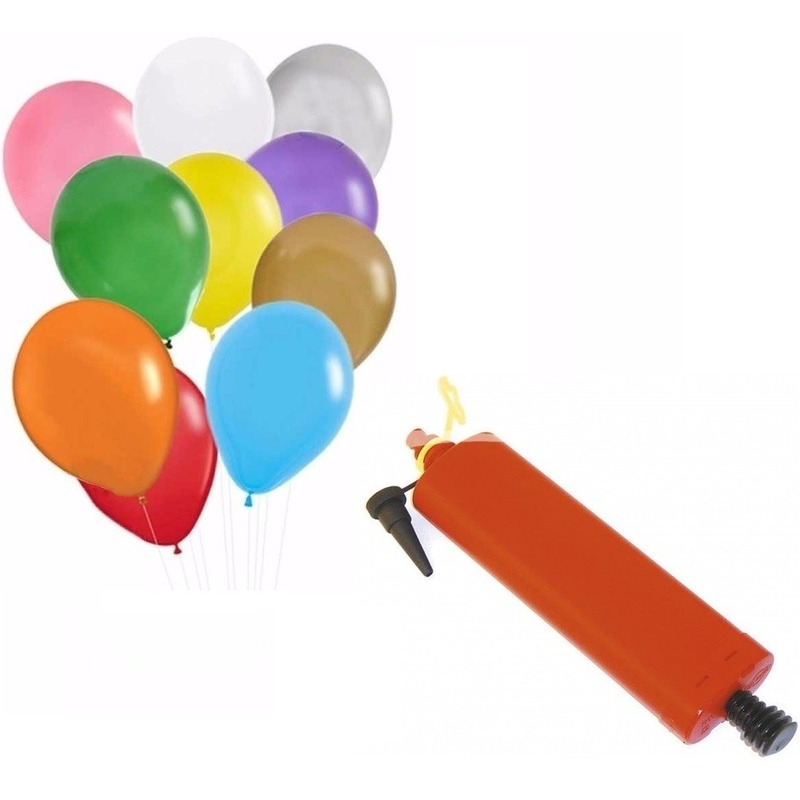 Ballonnen in verschillende kleuren met pomp