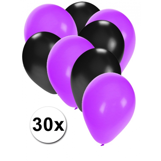 Ballonnen paars en zwart 30x