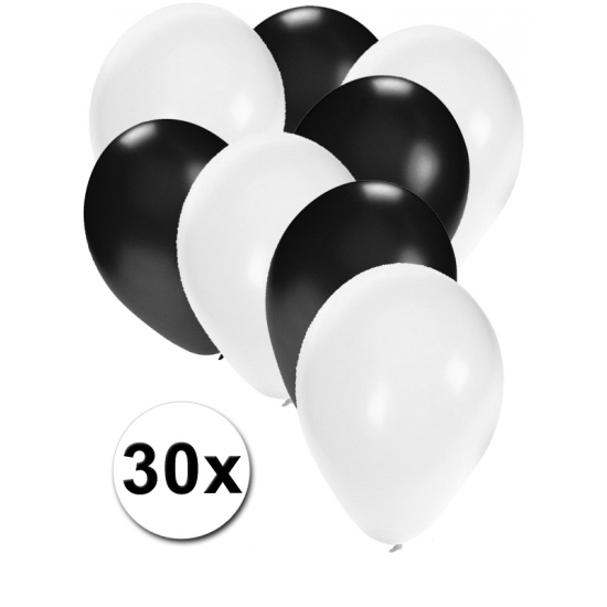Ballonnen wit en zwart 30x