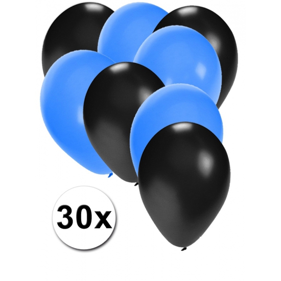 Ballonnen zwart en blauw 30x