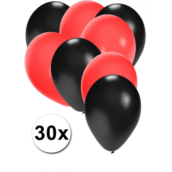 Ballonnen zwart en rood 30x