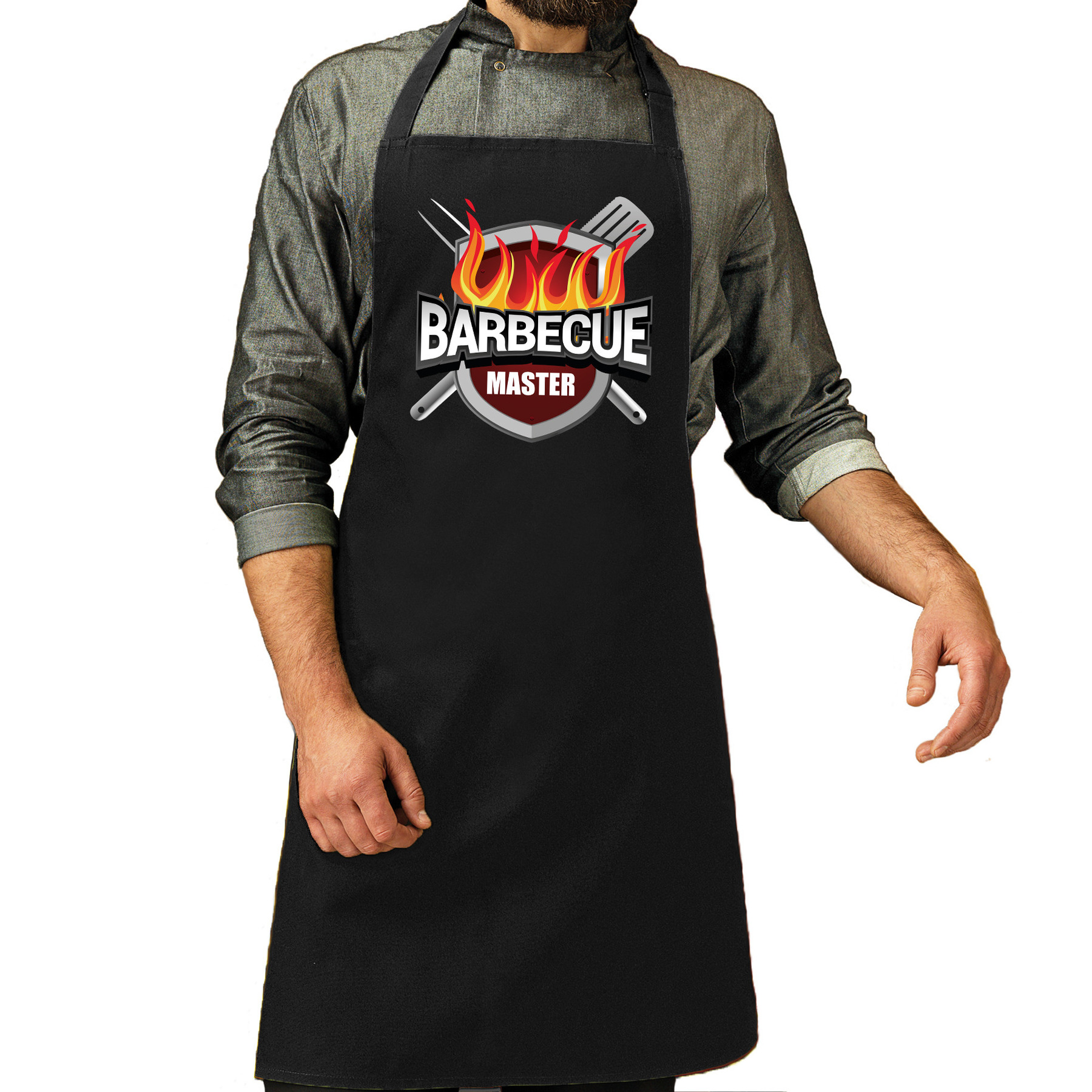 Barbecue master bbq schort-keukenschort zwart heren