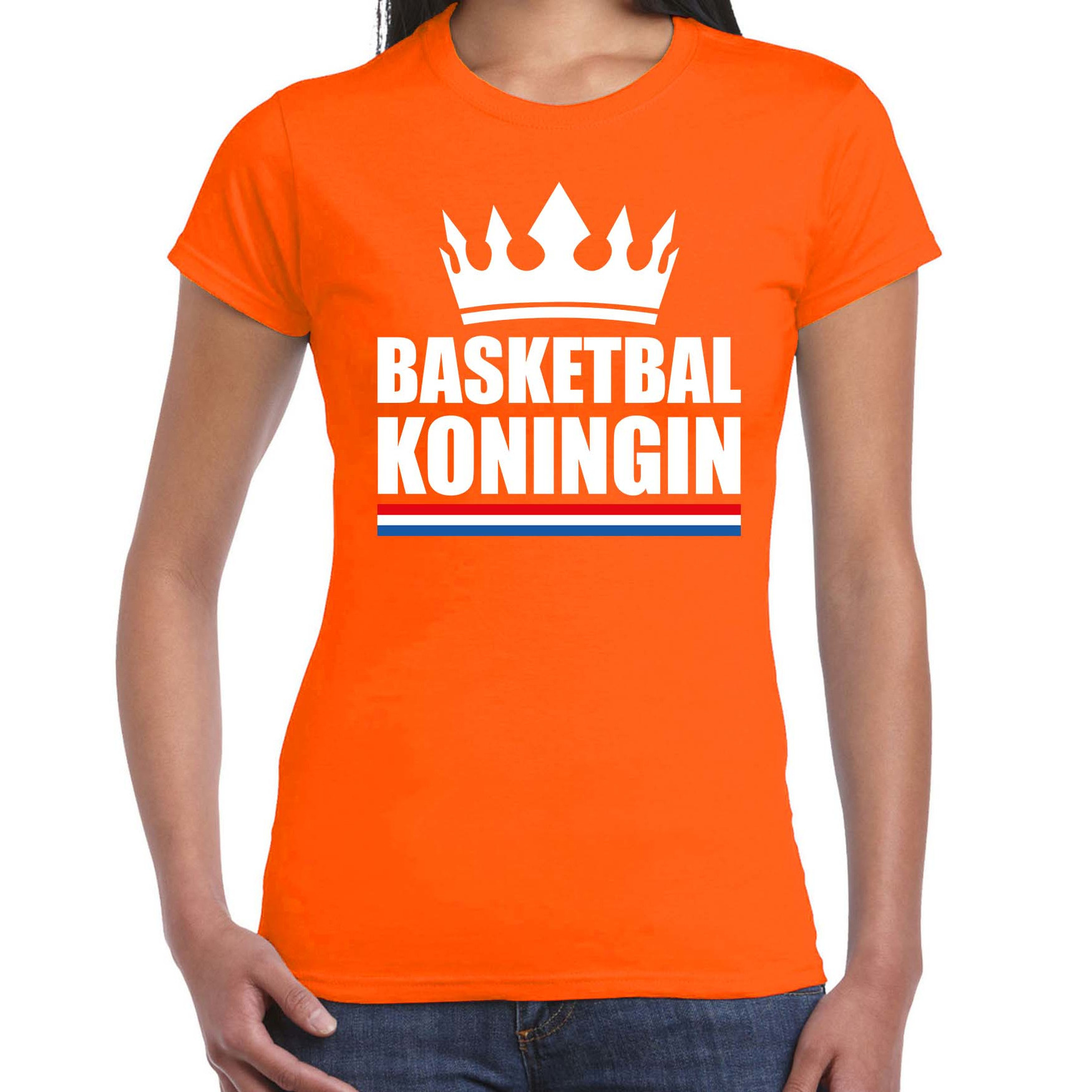 Basketbal koningin t-shirt oranje dames Sport-hobby shirts