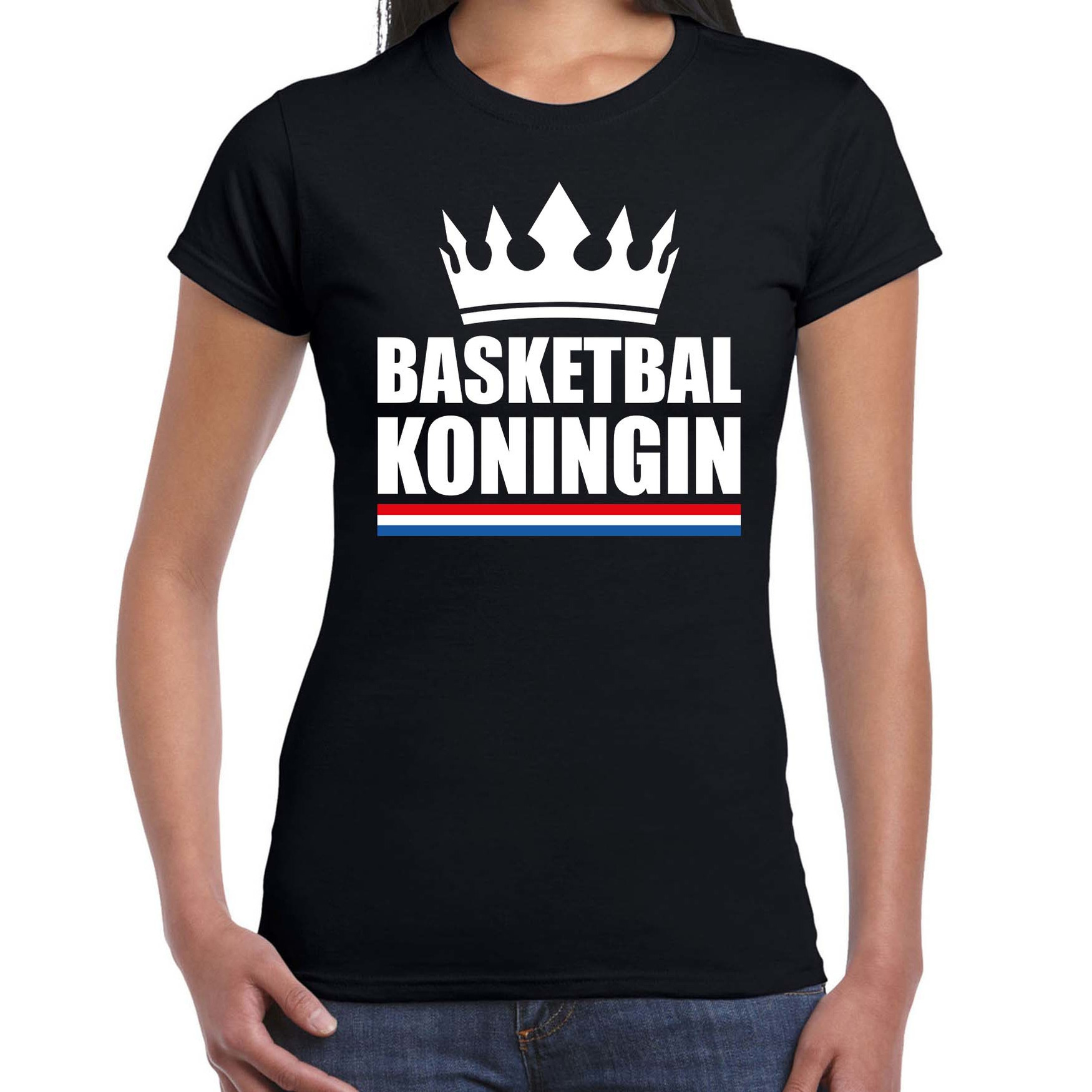 Basketbal koningin t-shirt zwart dames Sport-hobby shirts