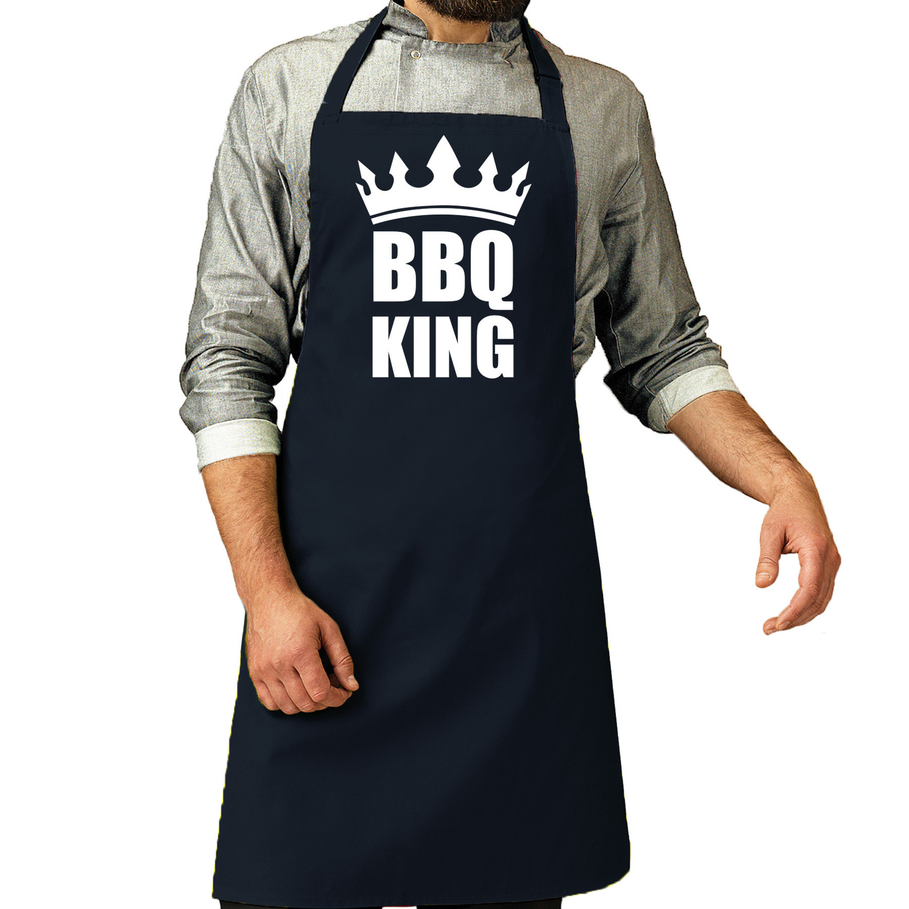 BBQ King barbeque schort-keukenschort navy voor heren