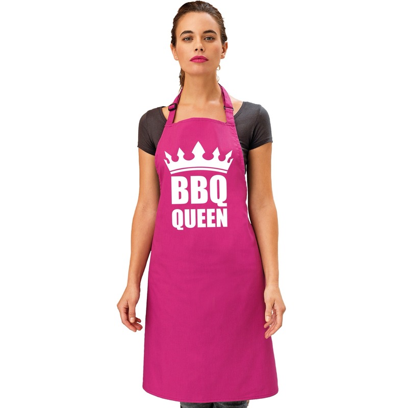 BBQ Queen barbecueschort- keukenschort roze dames