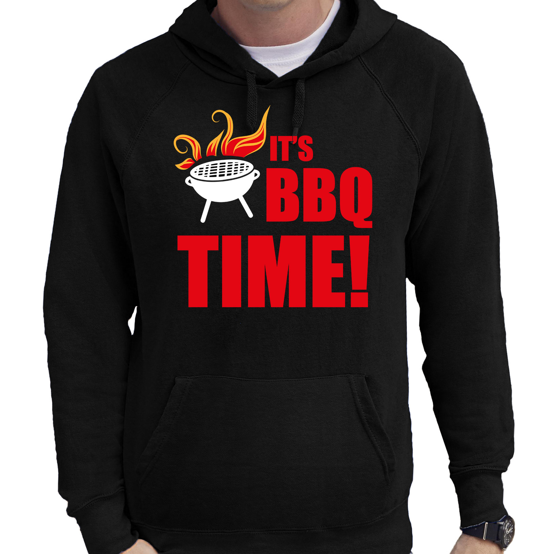 BBQ time bbq-barbecue cadeau hoodie zwart voor heren