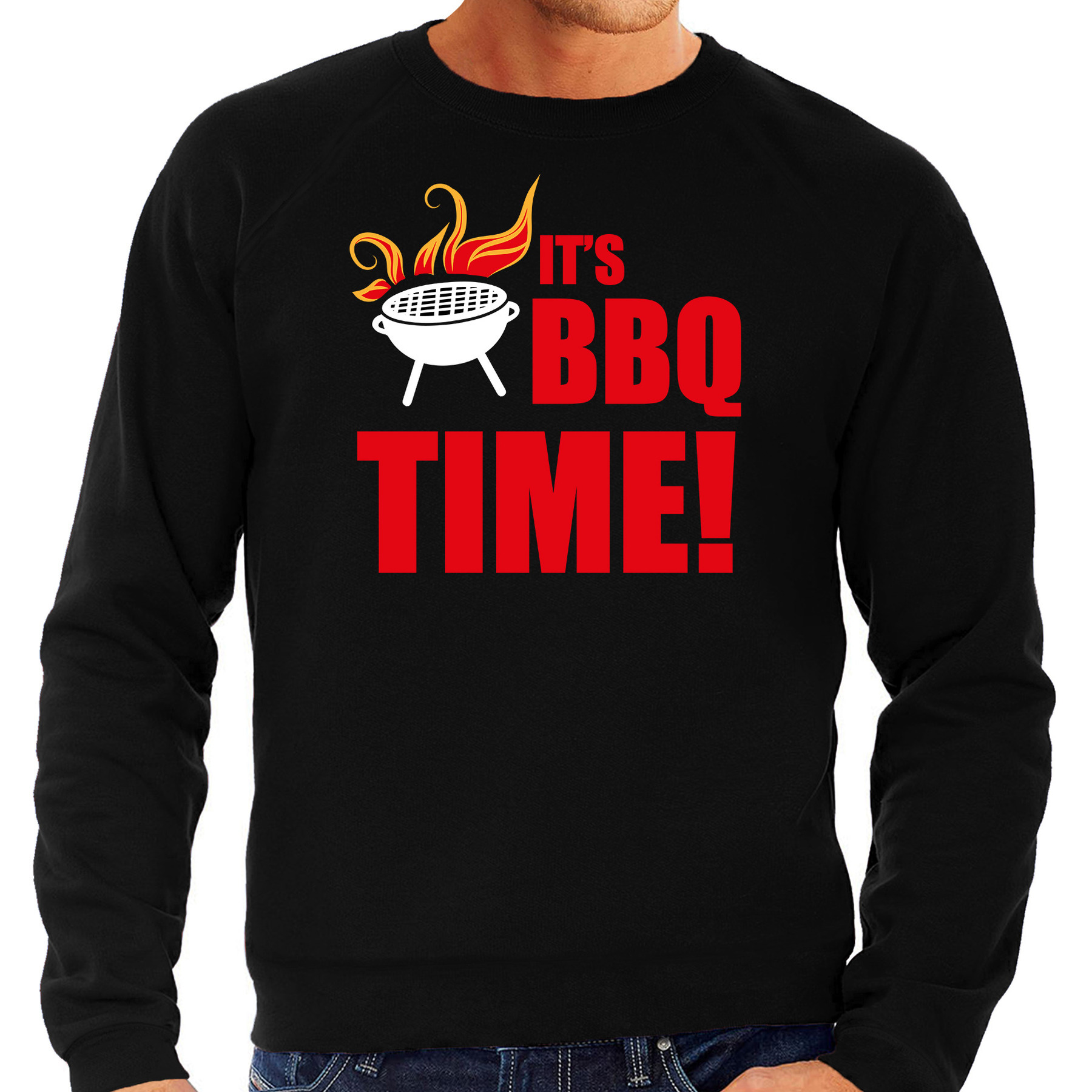 BBQ time bbq-barbecue cadeau sweater-trui zwart voor heren