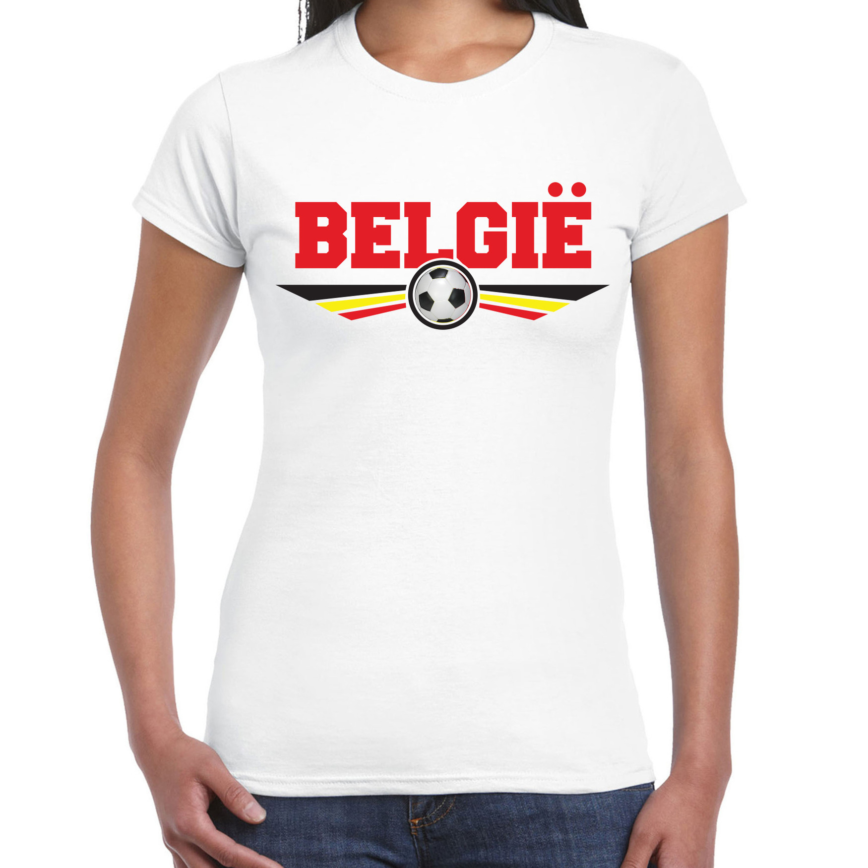 Belgie landen-voetbal t-shirt wit dames