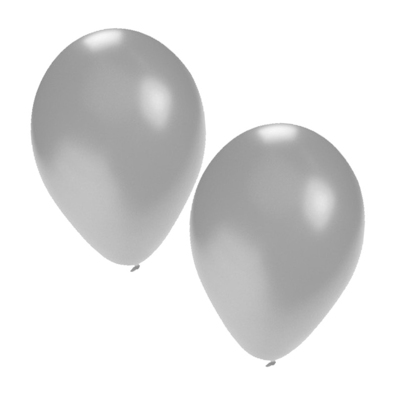 Bellatio Decorations Party ballonnen zilver 25x stuks dia 27 cm feestartikelen-versieringen
