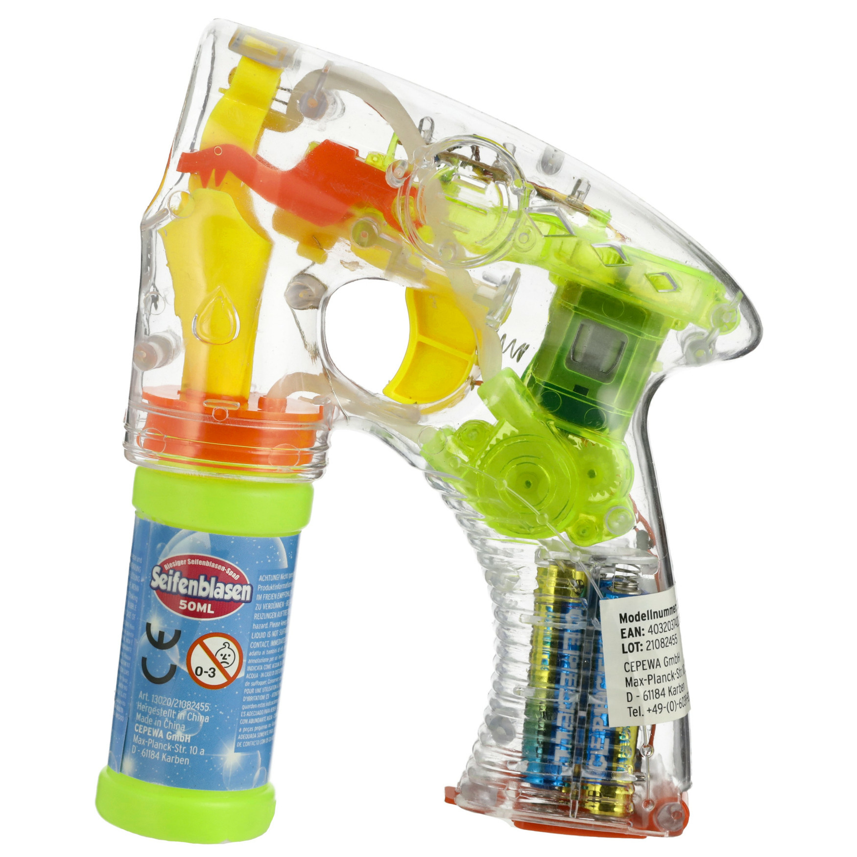 Bellenblaas speelgoed pistool met LED licht 17 cm plastic