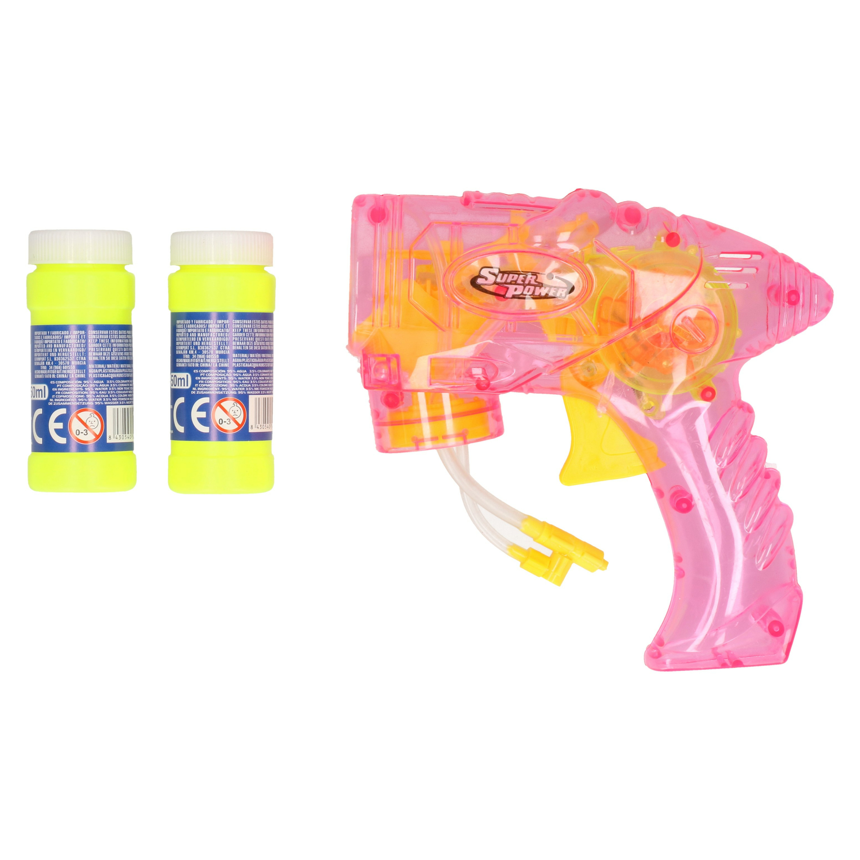 Bellenblaas speelgoed pistool met vullingen roze 15 cm plastic bellen blazen