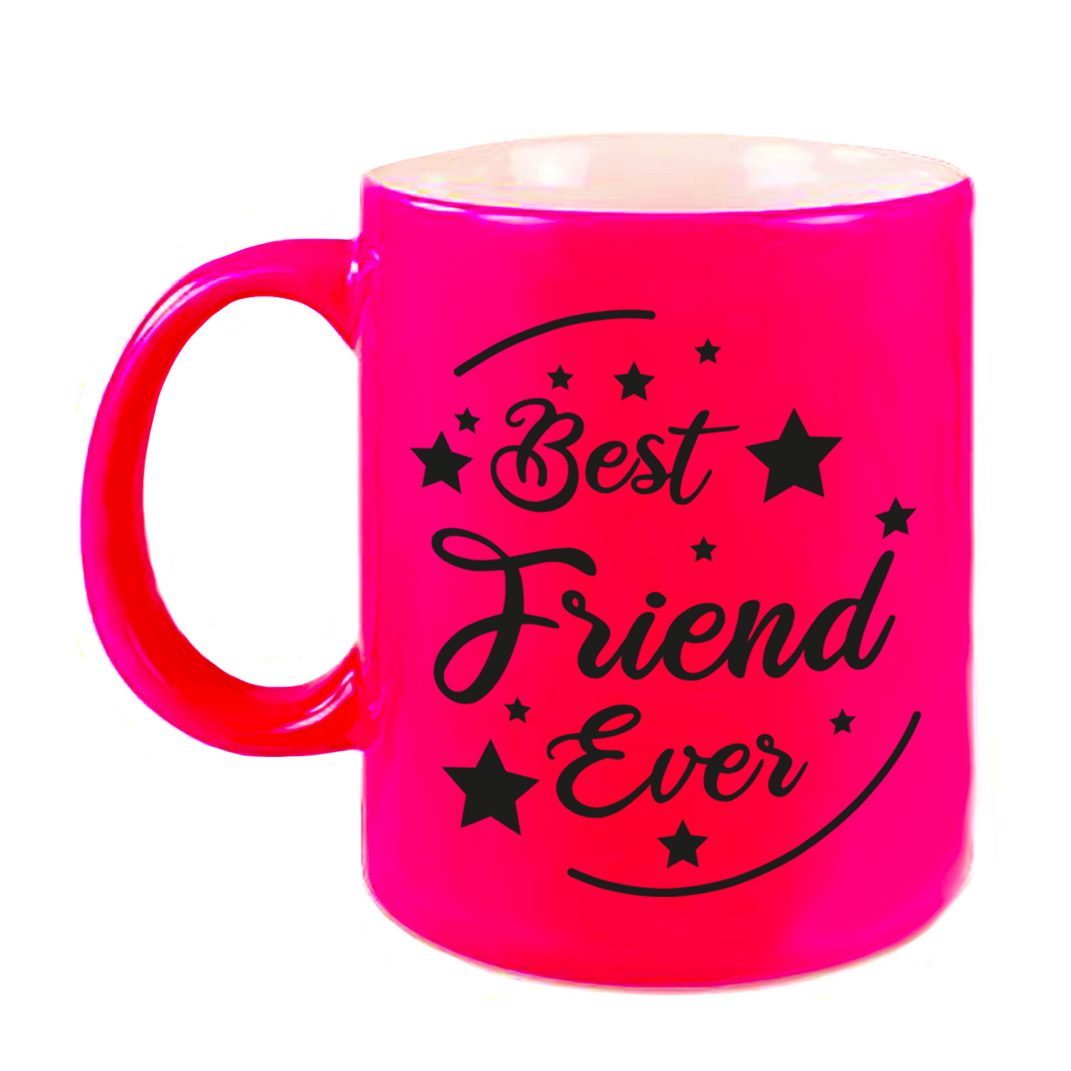 Best Friend Ever cadeau koffiemok-theebeker neon roze 330 ml
