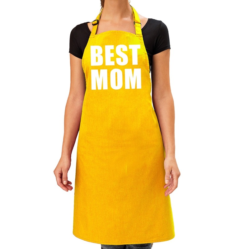 Best Mom keukenschort geel voor dames-moederdag
