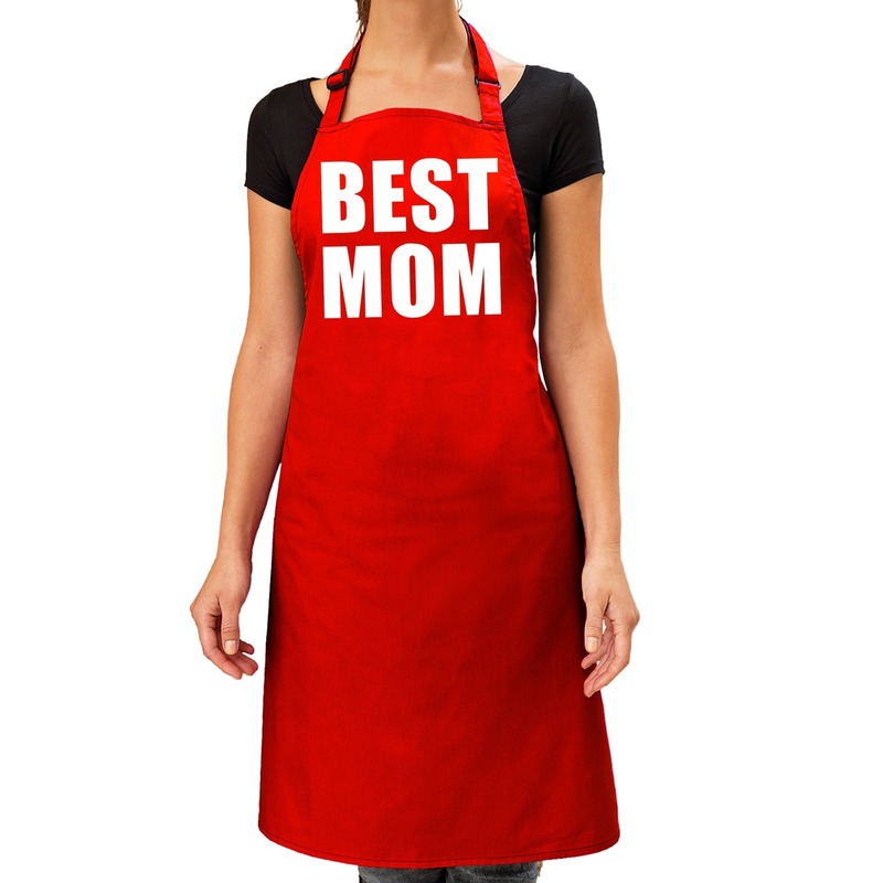 Best Mom keukenschort rood voor dames-moederdag