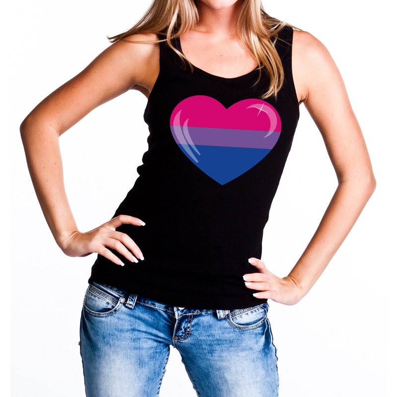 Bi hart gay pride tanktop-mouwloos shirt zwart voor dames