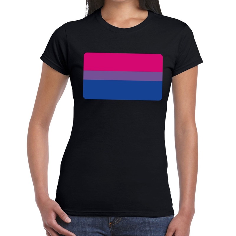 Bi vlag gay pride t-shirt zwart voor dames