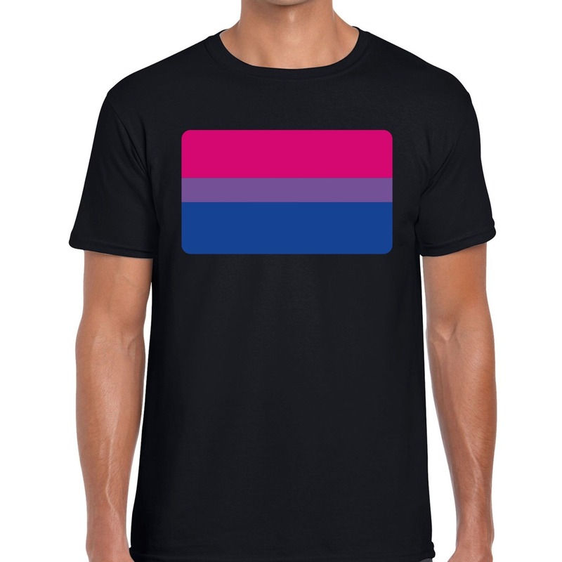 Bi vlag gay pride t-shirt zwart voor heren