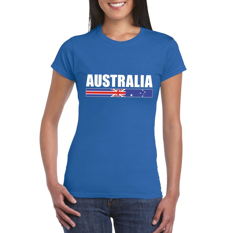 Blauw Australie supporter t-shirt voor dames