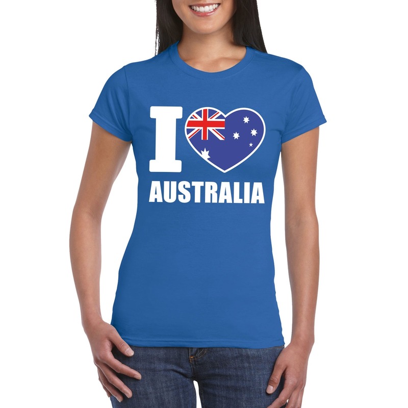 Blauw I love Australie fan shirt dames