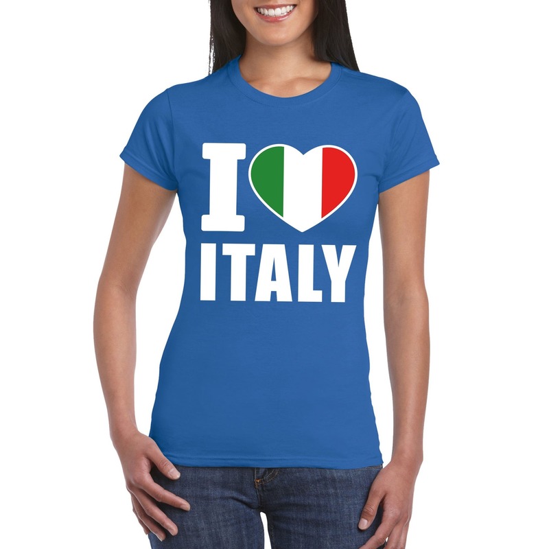 Blauw I love Italie fan shirt dames